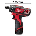 Perceuse visseuse 12V - M12 BD-202C - Avec 2 batteries 2,0Ah + chargeur + Coffret de transport - MILWAUKEEE - 4933441900 