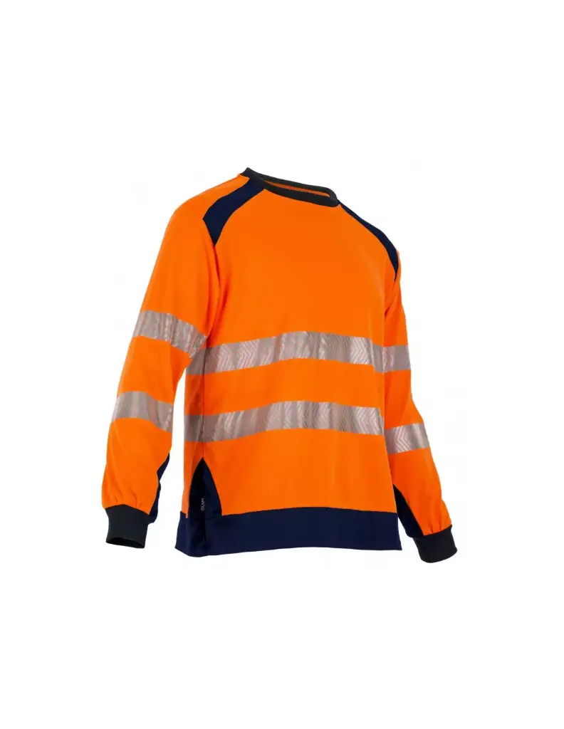 T-shirt manches longues haute visibilité orange fluo / bleu fo - LMA - 9208