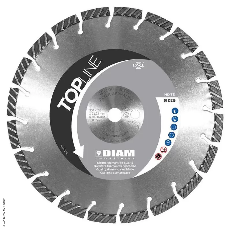 Disque diamanté béton / asphalte / acier creux - DIAM INDUSTRIE - MX100 