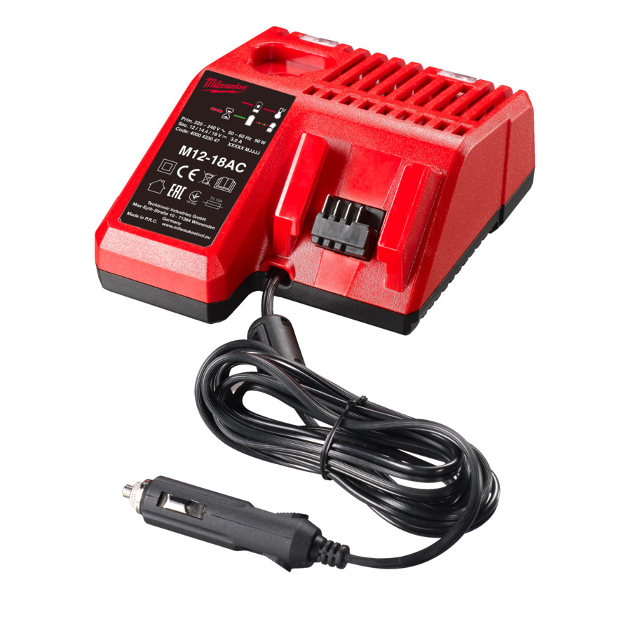 Chargeur allume cigare 12V-14,4V, 18V, système M12 à M18 - MILWAUKEE - 4932459205