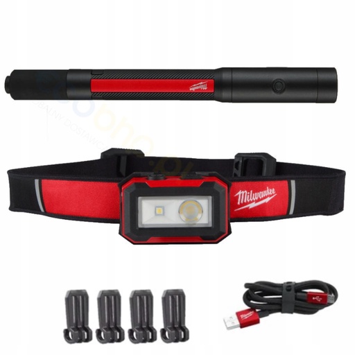 [4933492104] KIT D'ÉCLAIRAGE PERSONNEL - Lampe torche frontale 450 lumens + lampe de poche 250 lumens USB HL450PL250 - MILWAUKEE - 4933492104