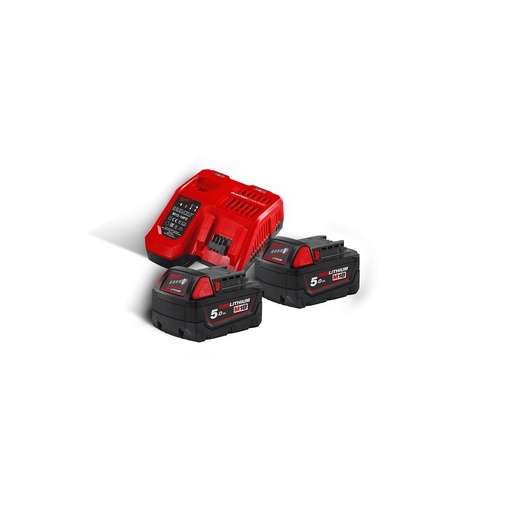 [4933459217] Pack 2 batterie 18V, 5.0Ah + Chargeur M12-18 FC - M18 NRG-502 - MILWAUKEE - 4933459217