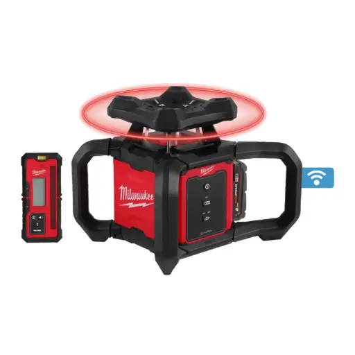 [4933493191] Laser rotatif rouge 18 V horizontal, 600 m - ONE-KEY - M18 RLOH600-201C - Avec 2 batteries 2,0 Ah + Chargeur + HD Box - MILWAUKEE - 4933493191