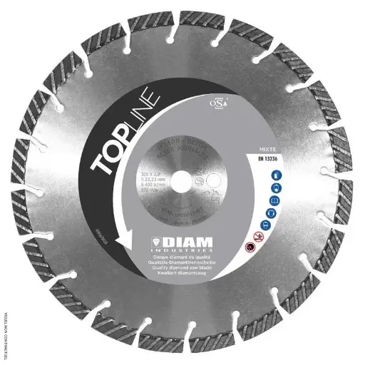 Disque diamanté béton / asphalte / acier creux - DIAM INDUSTRIE - MX100 
